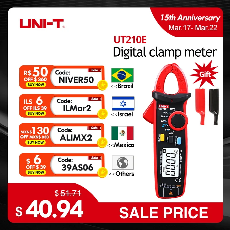 UNI-T UT210E Mini Digital Clamp Meter AC DC Strom Zangen Amperemeter Voltmeter Clamp Multimeter Tester Frequenz Meter