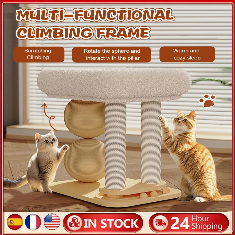 

1PCS Cat Jumping Platform with Sisal Ball Cats Scratch Pillar Breathable Cooling Mat Cat Bed Pet Supplies Climbing Frame
