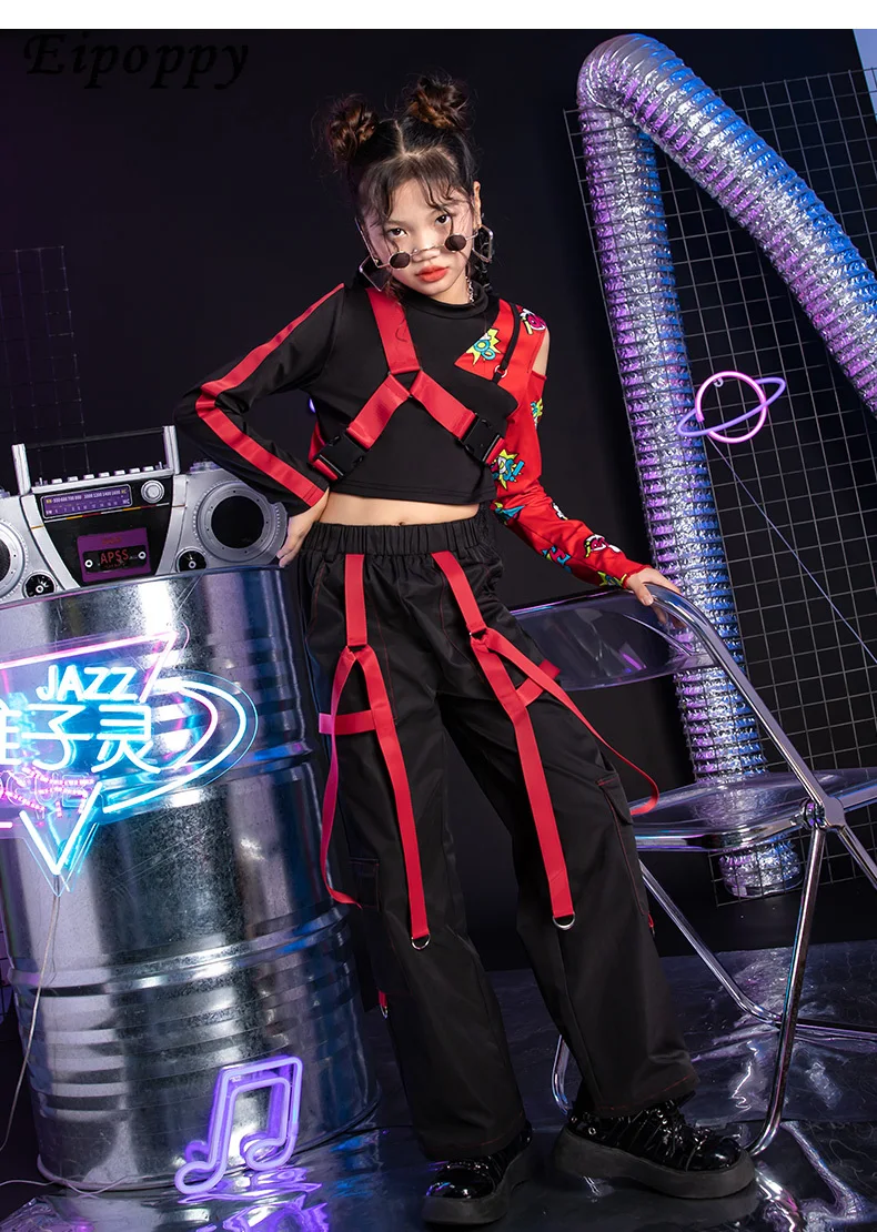 بدلة زي الهيب هوب للأطفال ، رائعة ، وسيمة ، ملابس رقص الشوارع ، الفتيات ، عصرية