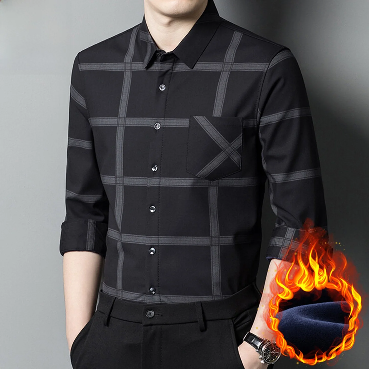 Legend Paul Fleece Lined Thick Long Sleeve Casual Shirt Men's New 2025 Business Casual Cotton Polyester Blend Warm Shirt