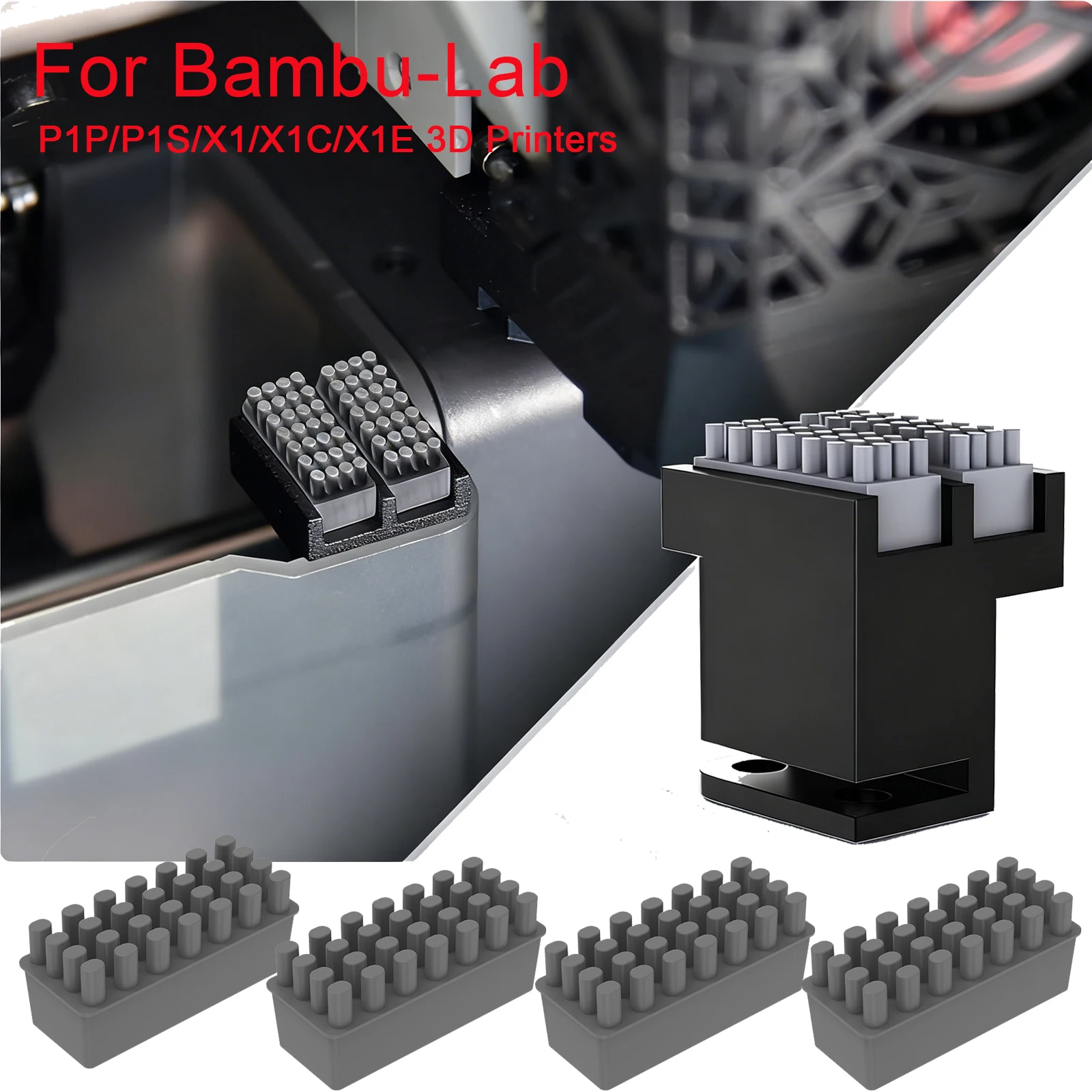 

3D Printer Silicone Nozzle Brush with 4 Brush Head for Bambu-Lab P1P/P1S/X1/X1C/X1E 3D Printers Nozzle Cleaning Kit Silicone Br