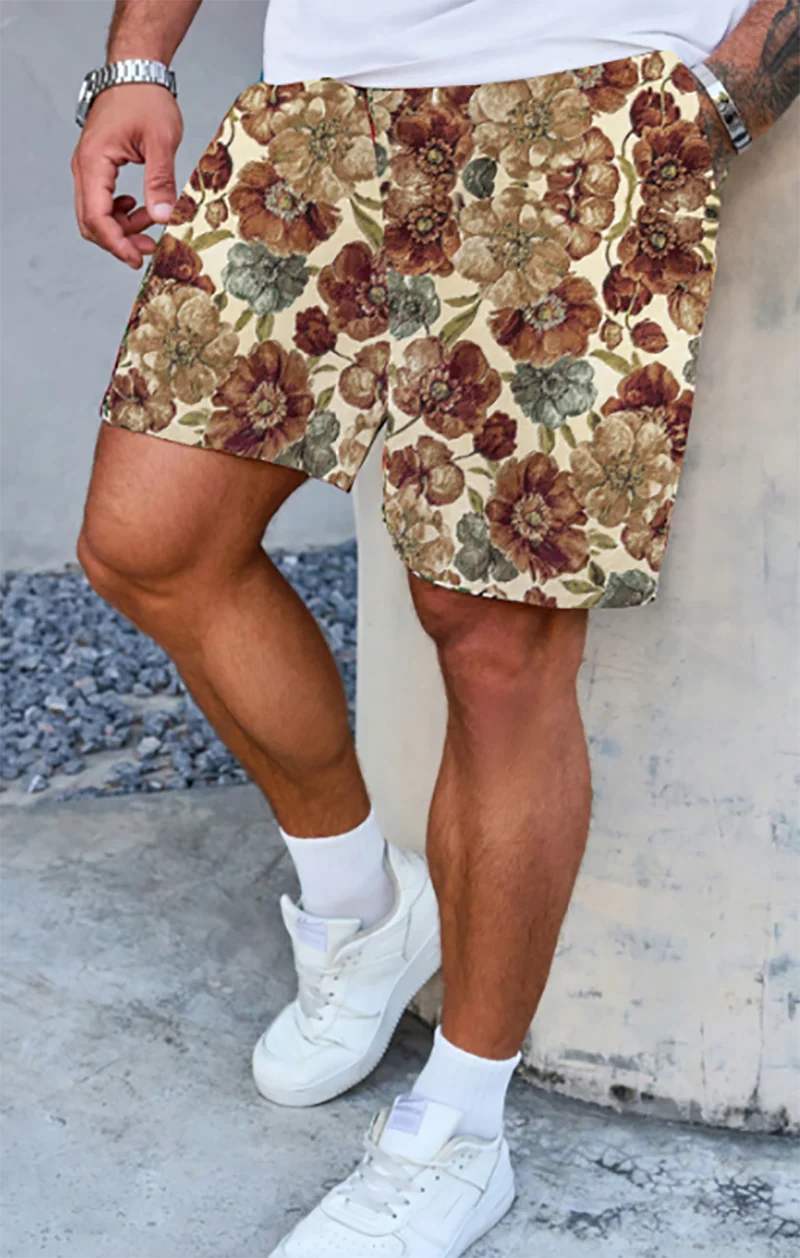 

Шорты с цветочным принтом, мужские повседневные пляжные шорты в стиле летних каникул, трендовые