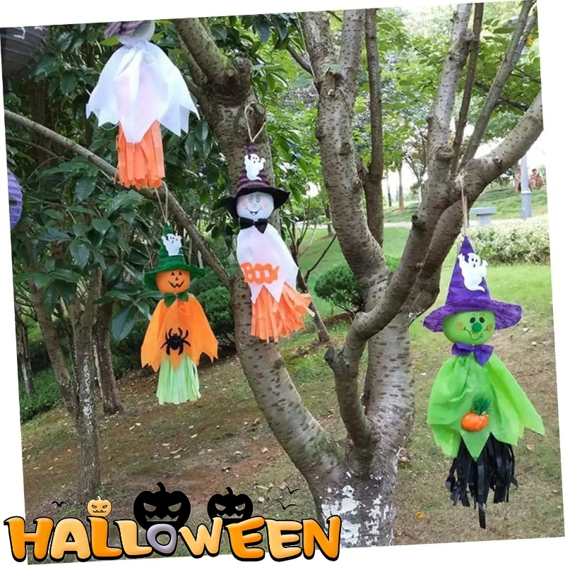 1-10PCS Halloween Ghost House Decoration Pendant Pumpkin Hotel Kindergarten Ghost Festival Supplies Flower Theme Props