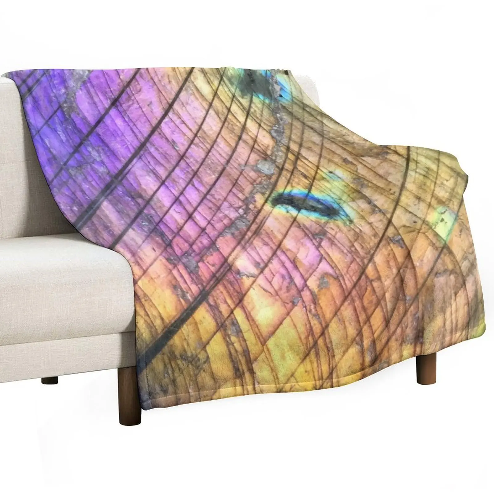 Golden Purple Labradorite Throw Blanket Bed Fashionable Personalized Gift Beautifuls Blankets