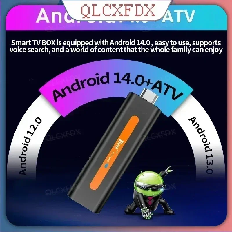 TV Stick Obsługa Android 14.0 Video 4K BT5.0 WiFi 6 Allwinner H618 8K ATV Smart Quad Core Cortex A53 Pilot głosowy Smart TV Box