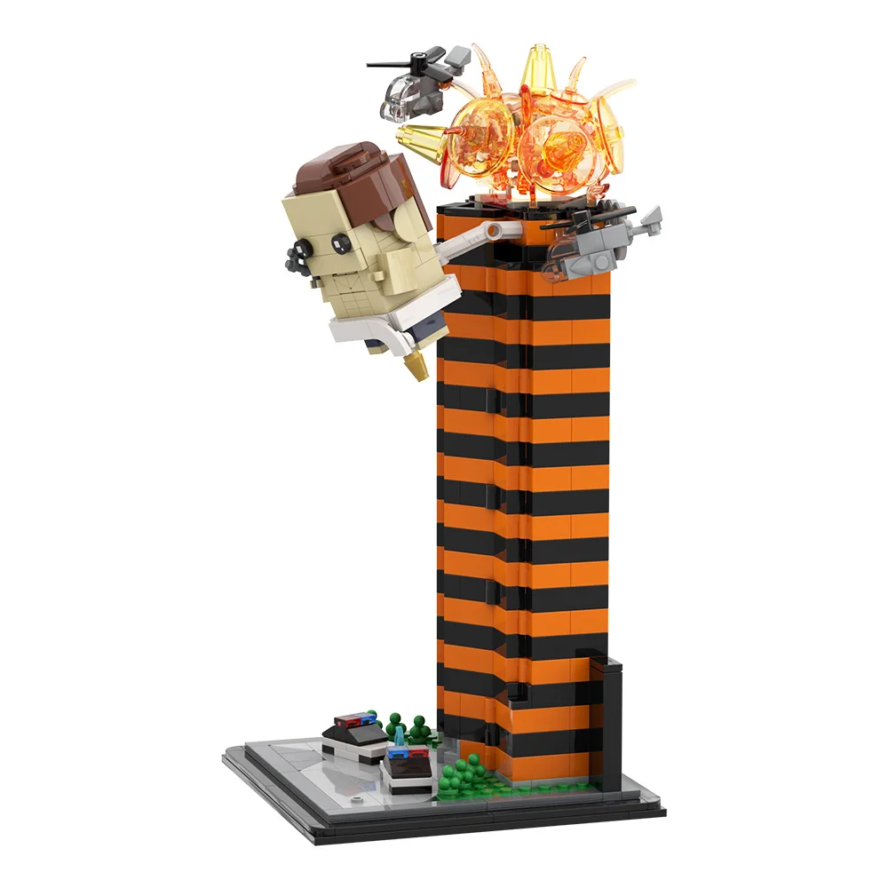 MOC Die Hard Movie Bruce Willis Figure Building Blocks Sets Fox Plaza Explosion Lighted Scene Construct Brick Toy Christmas Gift view 5