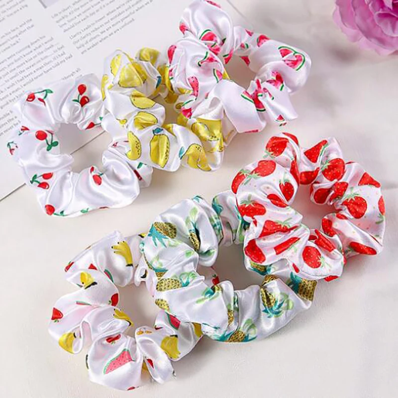 

1pc New Summer Fresh and Light Fruit Fabric Fashionable Scrunchies Hair Accessories