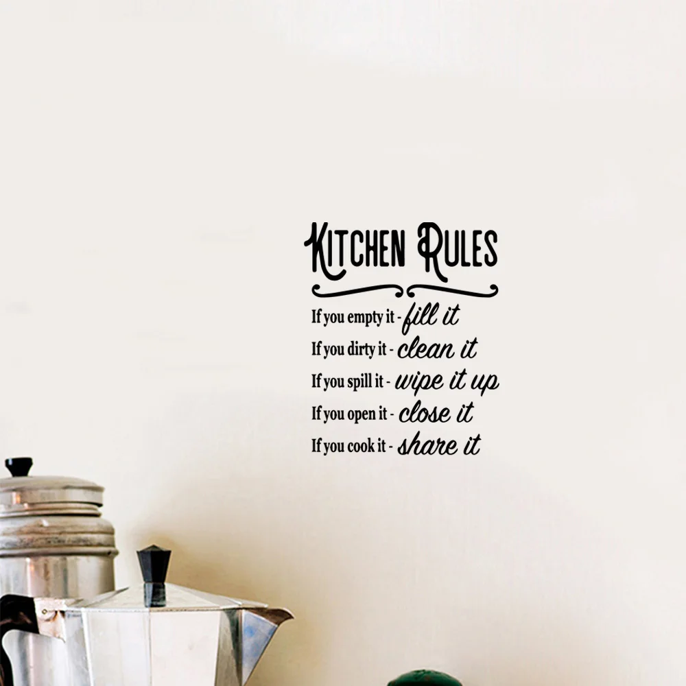 1 pc important kitchen rules Wall Sticker Removable Wall Stickers Diy Wallpaper family decor Nature Decor Art Decor Wallpaper