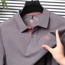 100% pure cotton long sleeve men's polo shirt autumn fashion high-end customization embroidered golf high-quality cotton T-shirt