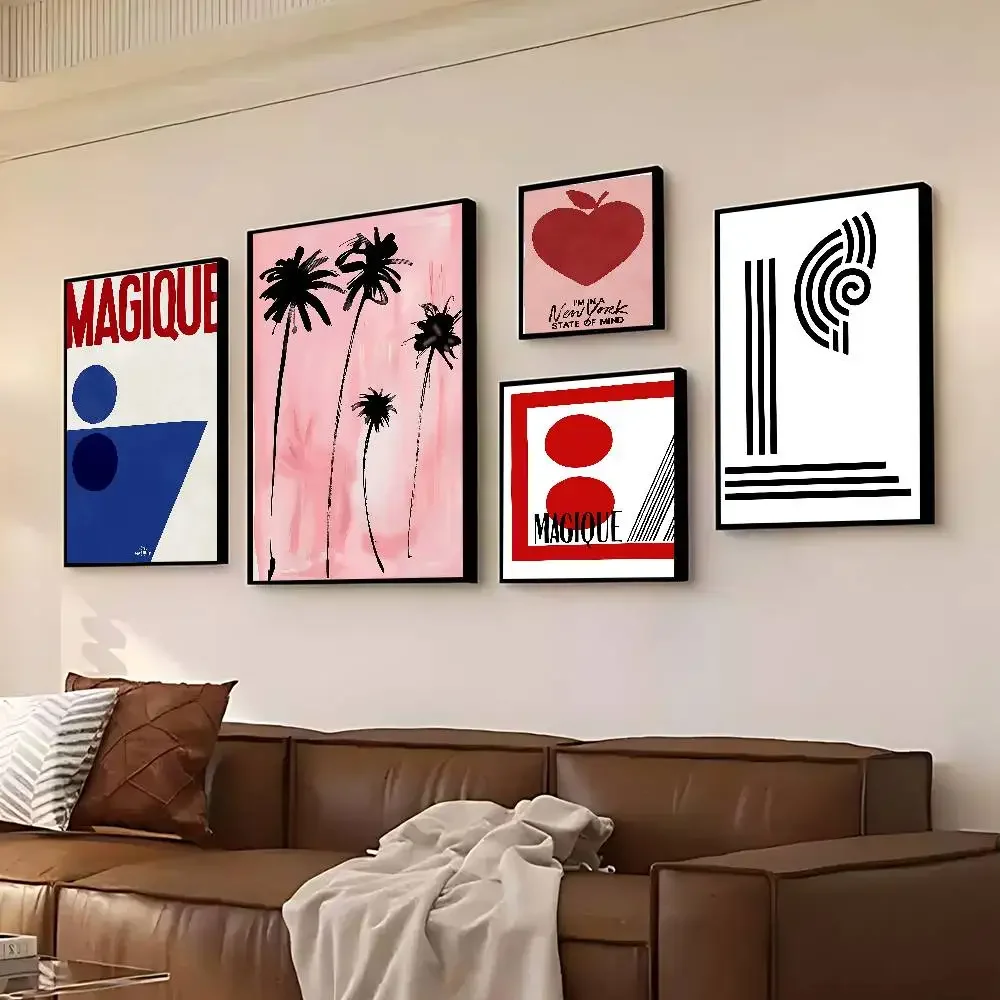 Modern Nordic Retro Art Red Love Apple Simple French Abstract POSTER Wall Pictures For Living Room Fall Decor Bedroom-unframed