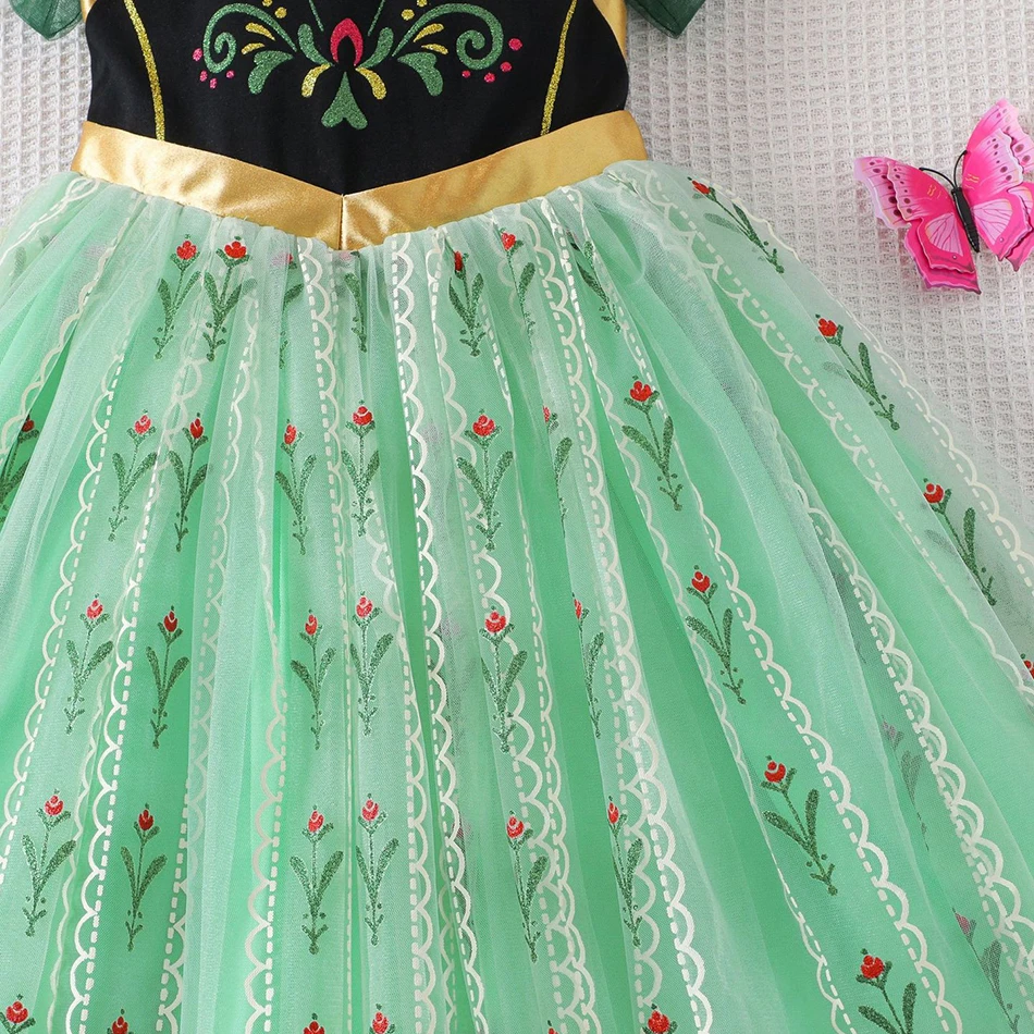 فساتين الأميرة آنا للأطفال، فستان حفلة كرنفال عيد الميلاد، أزياء الهالوين للفتيات، ملابس الملكة التنكرية، فستان شبكي لحفلات أعياد الميلاد #5