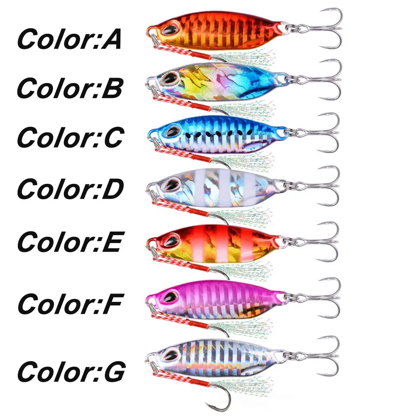 7PCS Metal Cast Jig Spoon 10G 15G 20G 25G 30G 40G Casting Jigging Lead Fish Sea Bass Fishing Lure Artificial Bait Tackle