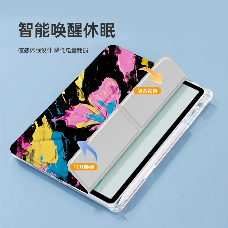 For iPad Pro 11 M5 Case 2025 (A3360)/ iPad Pro 11 M4 2024 (A2837) Y-Tri Fold Stand Tablet Cases with Pen Slot Auto Wake up Sleep