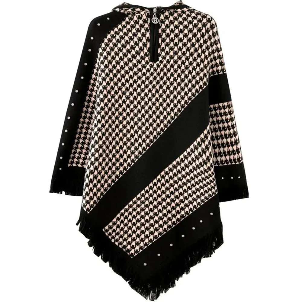 Autumn Winter Diamond Women\'s Poncho Tops Fashion Plaid Tassel Cape Pullover Bat Type Sweater Irregular Cloak Knit Jumpers Shawl