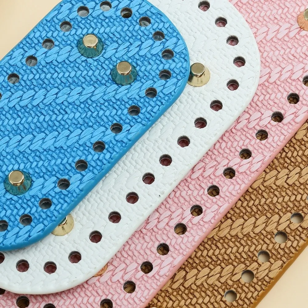 DIY PU Leather Crochet Bag Bottom Oval with Holes Knitted Bag Base Making Bags Purse Wear-Resistant Handmade Bottom for Women