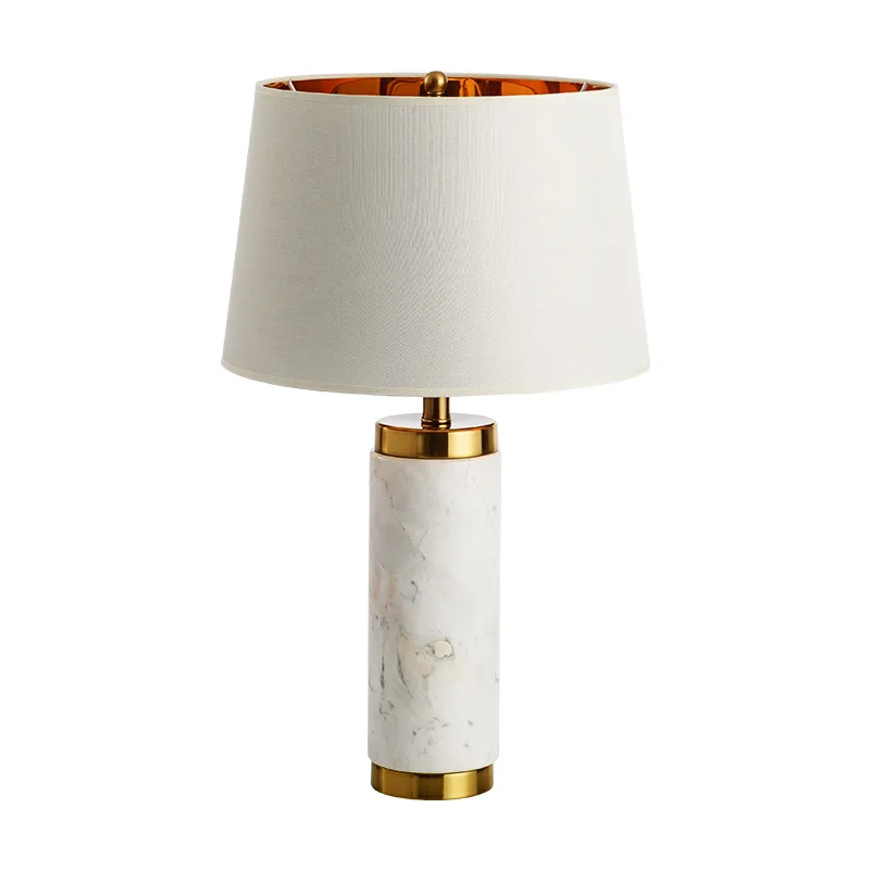 #Nordic postmodern simple marble wrought iron metal small desk lamp study creative pattern marble