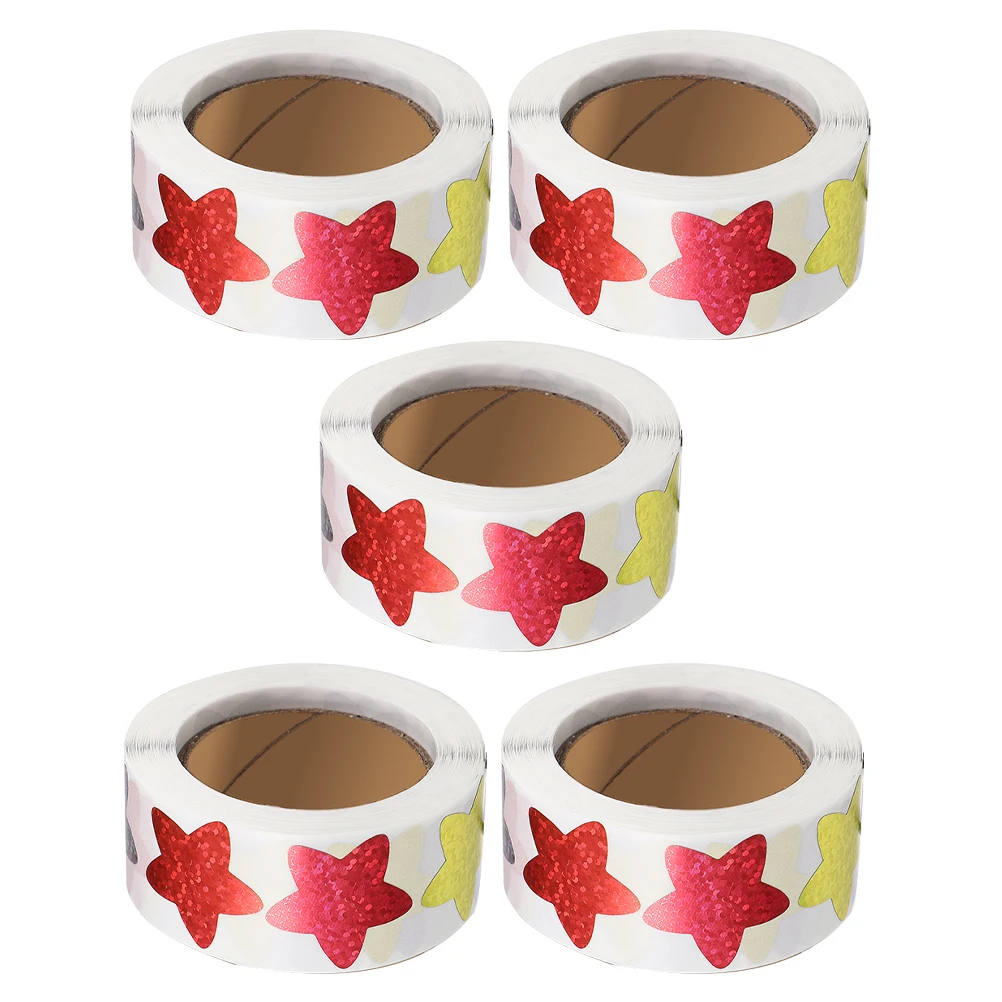 

5 Rolls Star Stickers Small Self Adhesive Removable Paper Kids Reward Chart Mini Teacher Tiny Decorative Gift Box