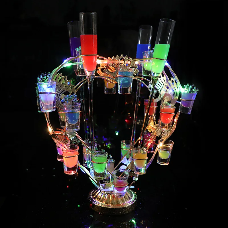 

Bar KTV Nightclub Luminous Cup Holder LED Cocktail Party Room Heart 1314 Happy Birthday 520 Wine Glass Holder