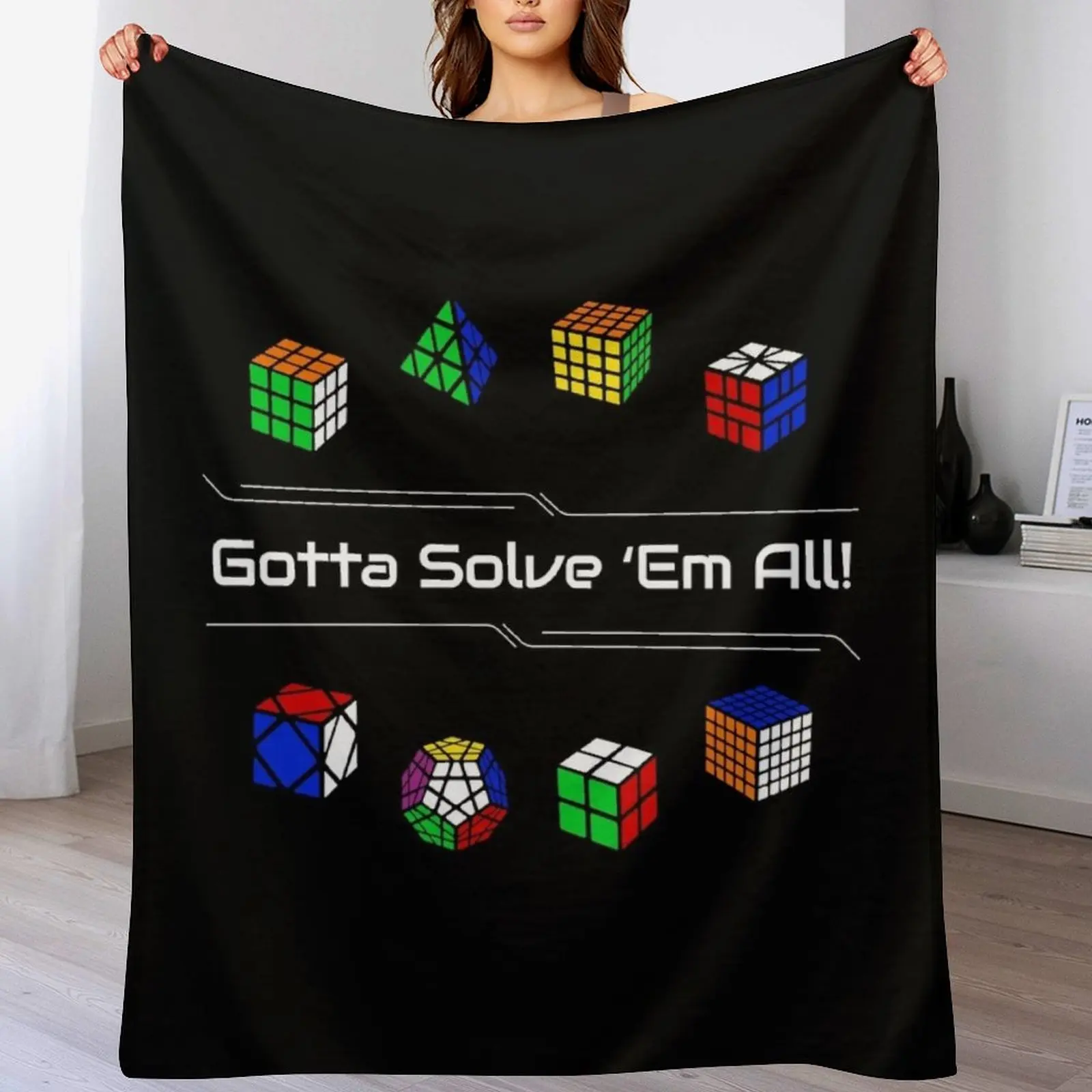 Gotta Solve 'Em All! Puzzles Throw Blanket Loose Thermal Winter beds Soft Plush Plaid Blankets