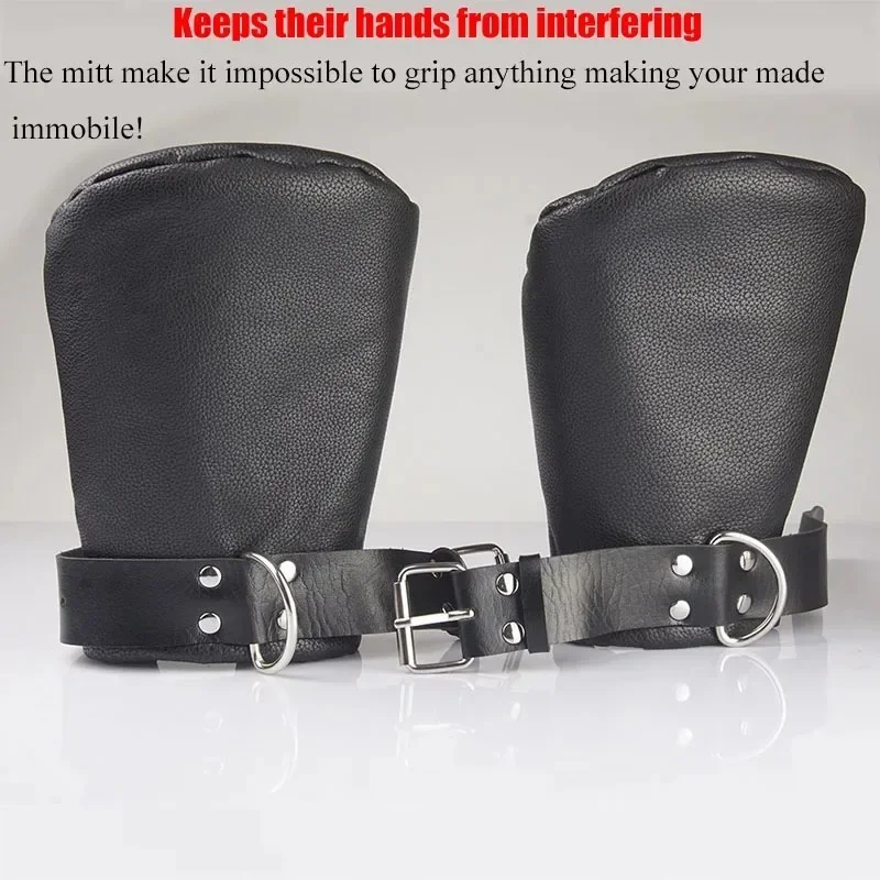 Puppy Bdsm Mittens Mitt,Leather Gloves Dog Paw Palm, Padded Handcuffs Bondage,Sex Toys For Couples