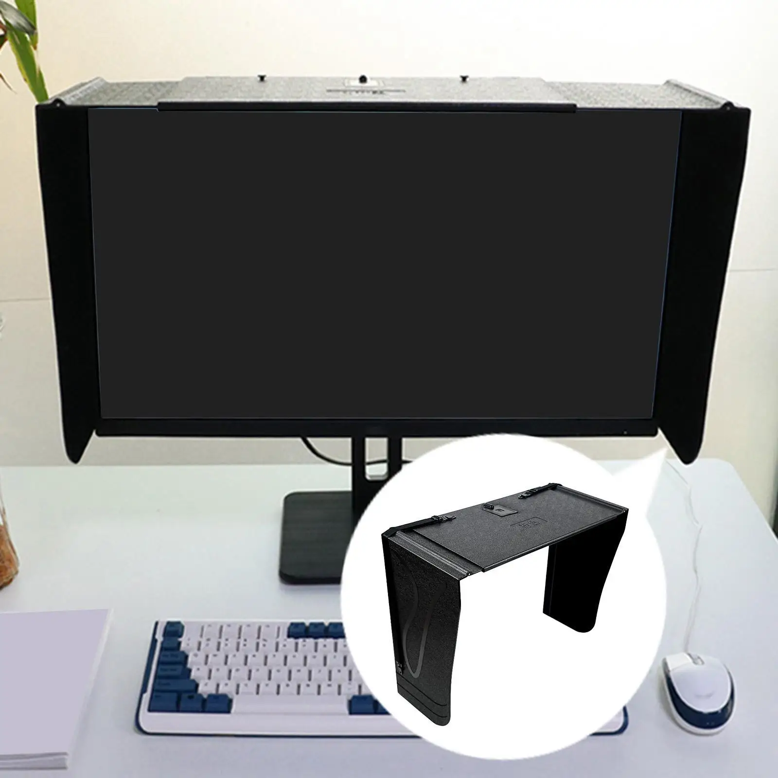 

Adjustable Desktop Monitor Hood 41-71cm with Cable Port Easily Install for Creative Pros Accessories Fits 17-27 inch Displays