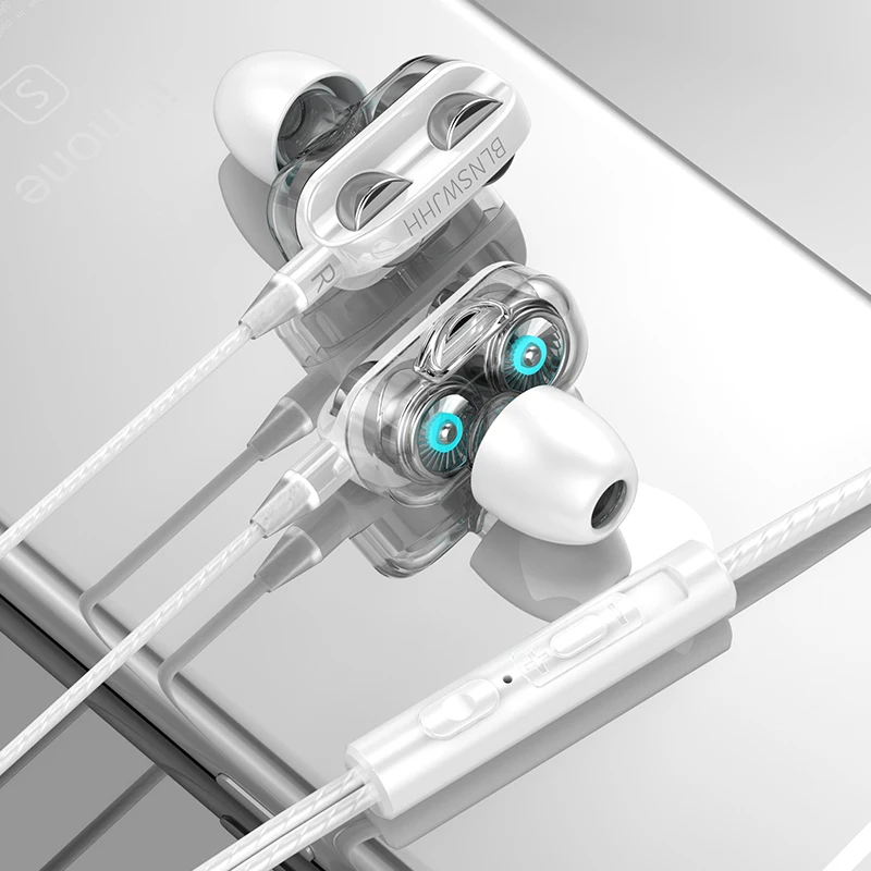 Wired Headset HiFi Earphones 3.5mm Stereo Noise Reduction Earbuds Sports Headphones with Mic for  Xiaomi Huawei Samsung iPhone