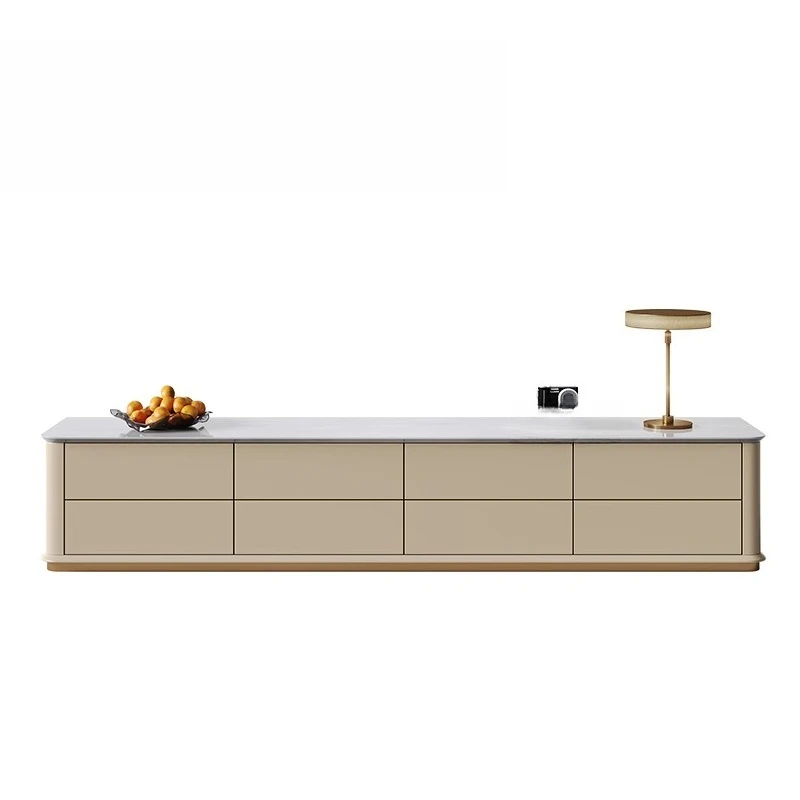 

Light luxury TV cabinet, large flat living room wall storage cabinet, natural marble TV cabinet for home use