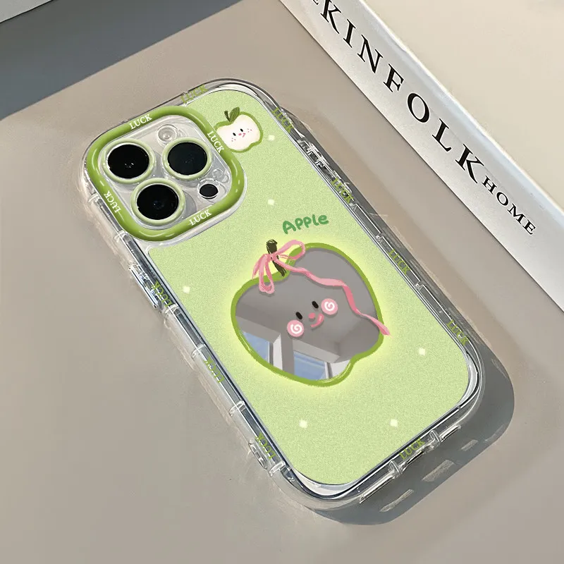 Roter Apfel mit Schleife Luftkissen-Spiegel-Handyhülle für iPhone 17 15 14 16 Pro Max 13 12 11 Pro XR XS 7 8 Plus 17Air Girl INS Cover – Detail 8
