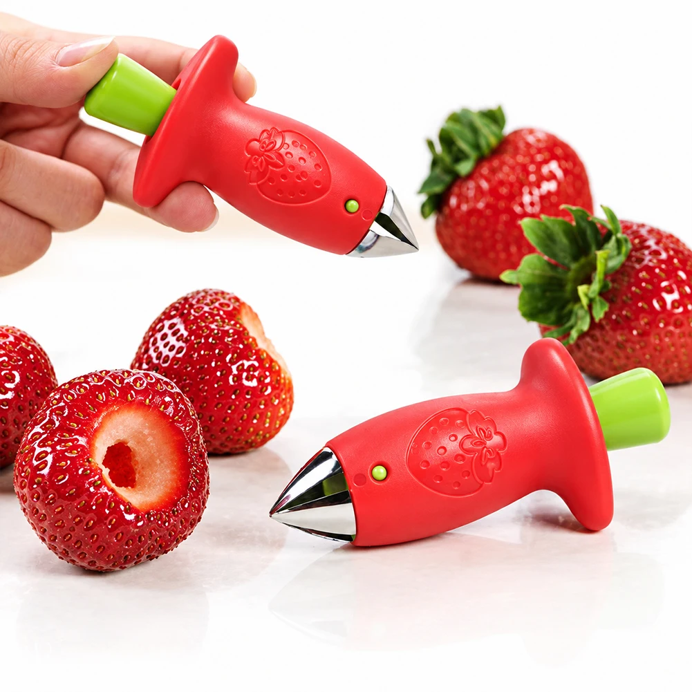 Strawberry Slicer Cutter Strawberry Corer Strawberry Huller Fruit Leaf Stem Remover Salad Cake Tools Kitchen Gadget Accessories
