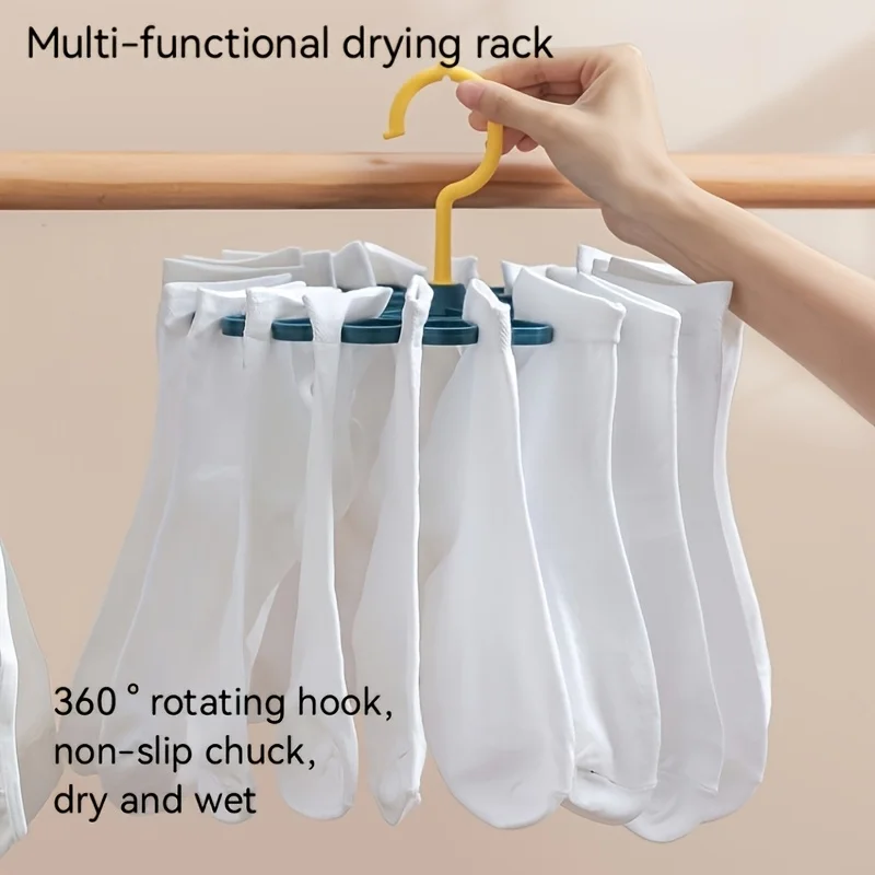 Round Drying Rack Large Capacity 20 Clips Multifunction Hanger Shelf for Bedroom Closet Socks Bra Storage Space Saving Organizer