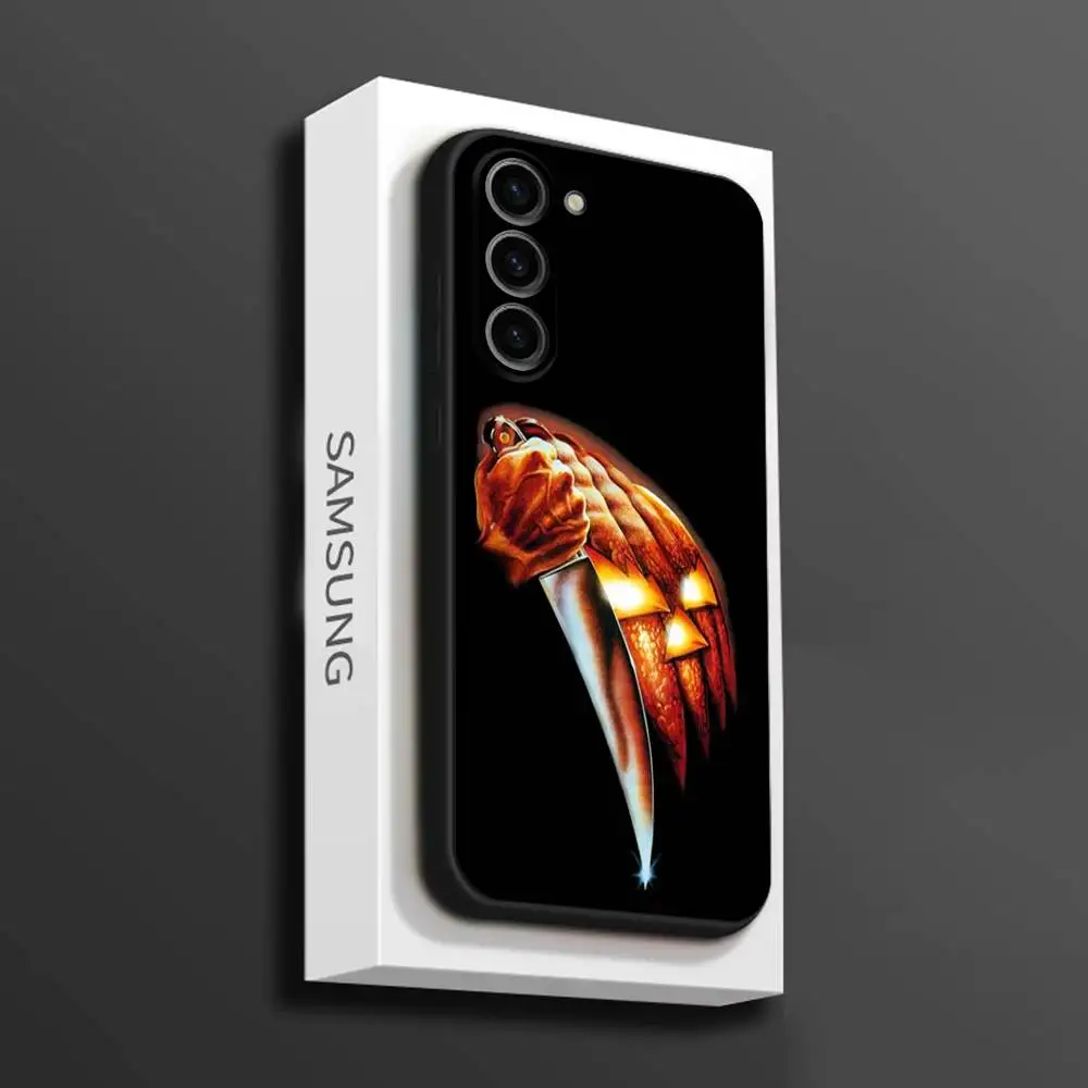 Casing Ponsel Halloween M-Michael Myers untuk Samsung Galaxy A 73,72,51,53,52,71,22,5G,Note,J7,8,9 Sampul Hitam Lembut