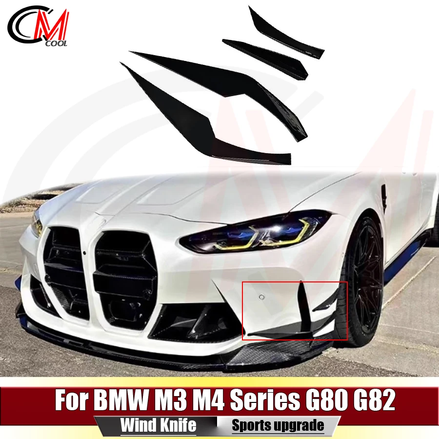 For BMW M3 M4 Series G80 G82 Car Front Bumper Bright Black Air Knife Plastic Air Knife Decoration Upgrade Body Kit