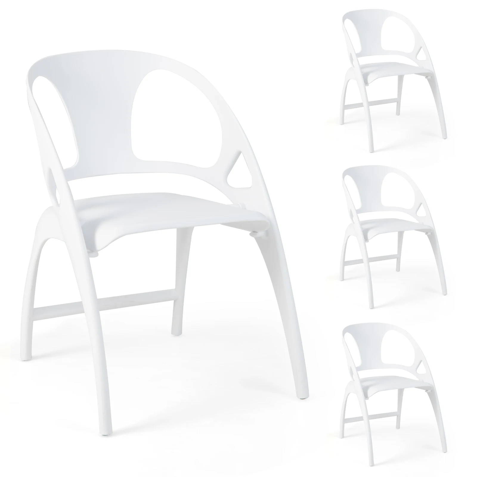 

Set of 4 Folding Dining Chairs Modern PP Dining Chairs Indoor & Outdoor White