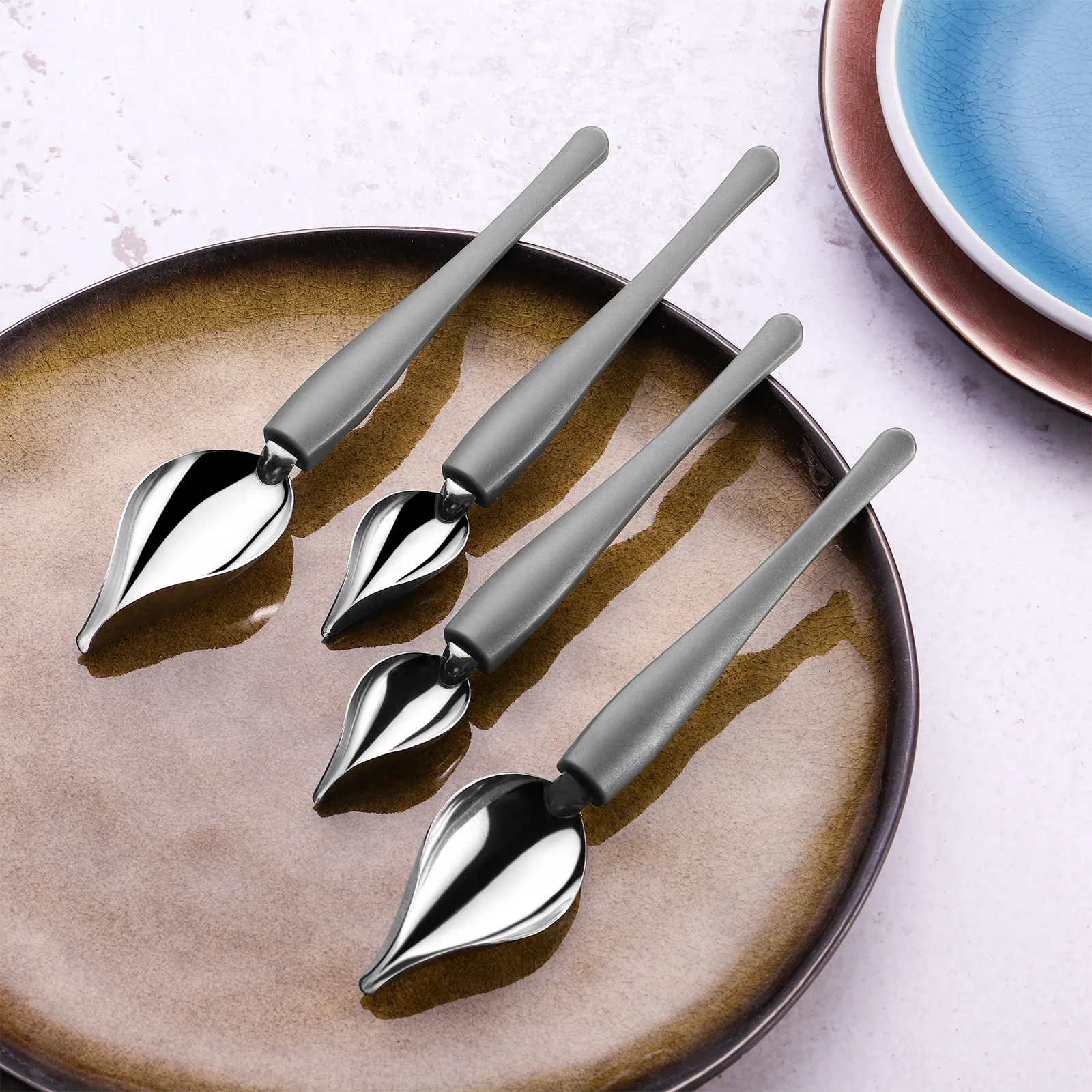 4Pcs Stainless Steel Dessert Decorating Spoons Multipurpose Culinary Drawing Tools Precision Sauces Chocolate Dipping Chef Art