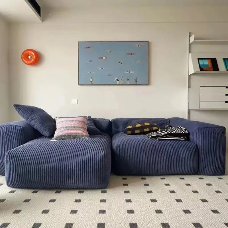 People can lie down and sleep small apartment cream wind corduroy sofa