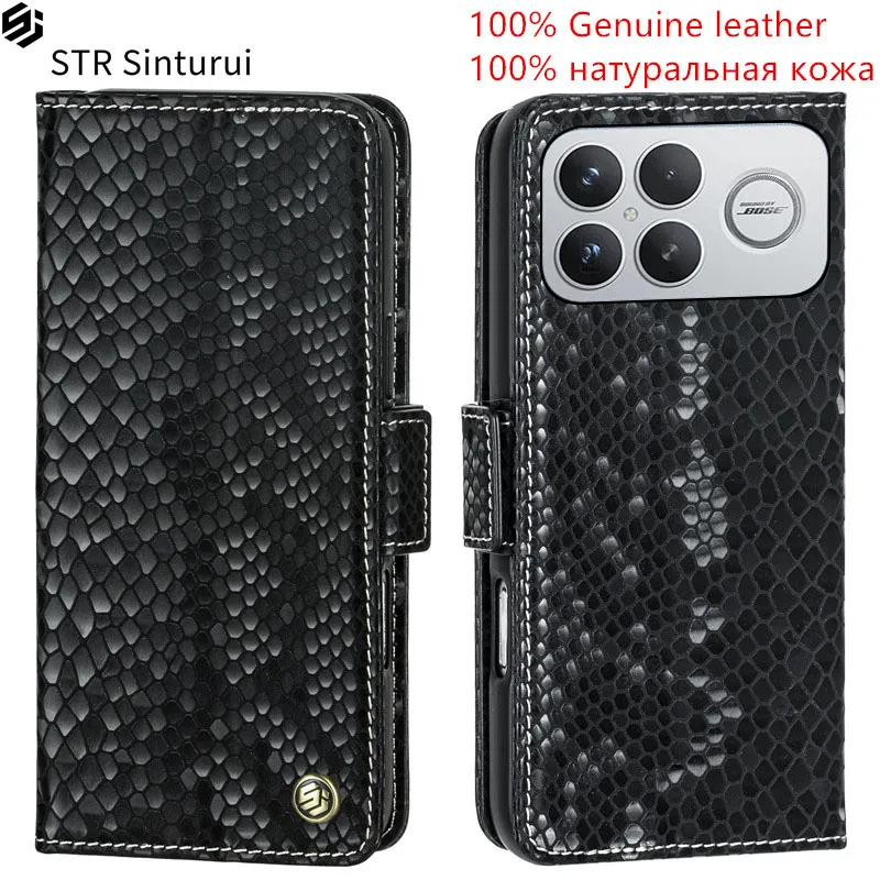 

STR Genuine relief pattern leather card Slot Wallet Cover For Xiaomi Redmi K70 K80 K90 Pro Max Ultra K70E shockproof phone Case