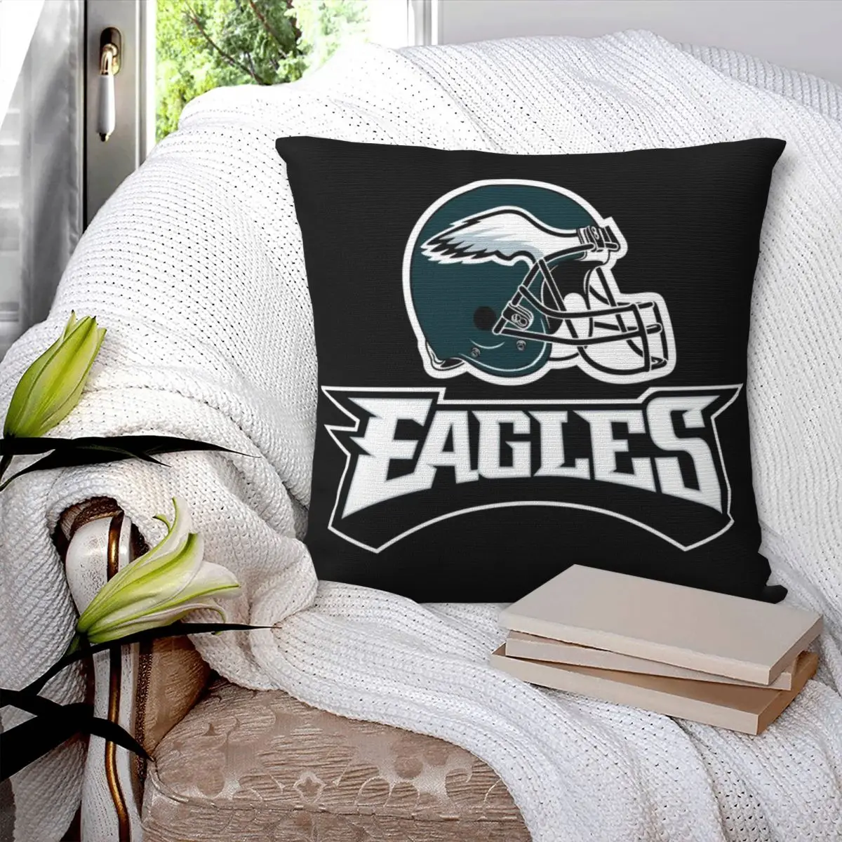 Popular,Eagles-Philadelphia Square Pillowcase Pillow Cover Polyester Cushion Decor Comfort Throw Pillow for Home Bedroom