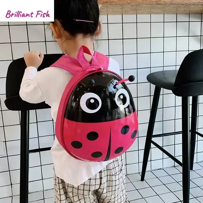 2024 New Eggshell Children\'s Bag Foreign Style Ladybug Pattern Kindergarten Boys and Girls Students Class Backpack Schoolbag