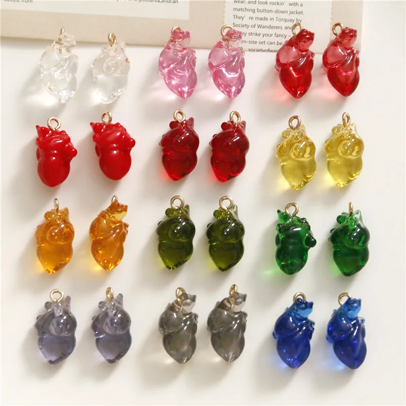 New style creative 30pcs/lot color print 3D cartoon hearts shape acrylic beads charms diy jewelry earring/necklace accessory