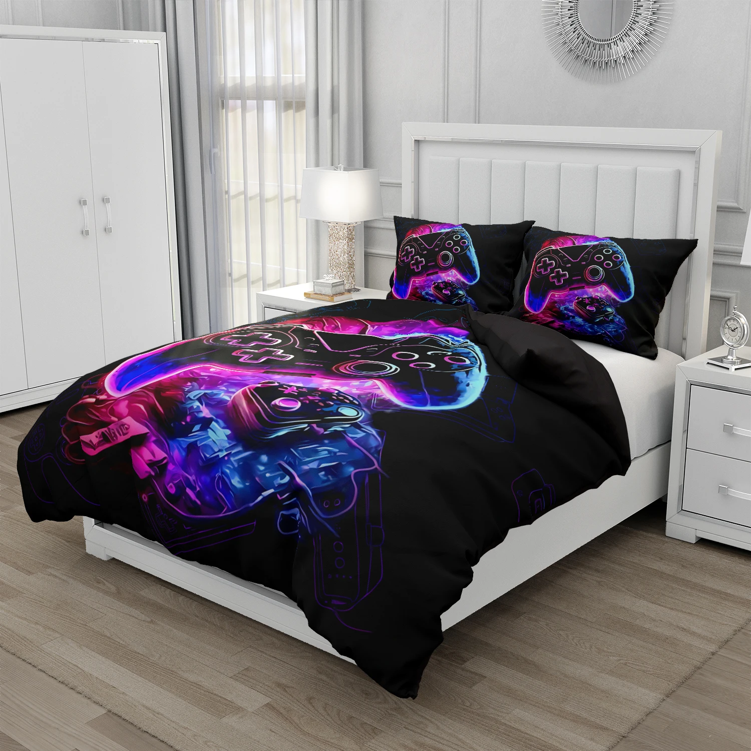 3D Gaming Controller Duvet Cover Set Bedding Set for Boys Kids 3PCS Bed Linen 140x200cm 240x220cm Machine Washable Holiday Gift