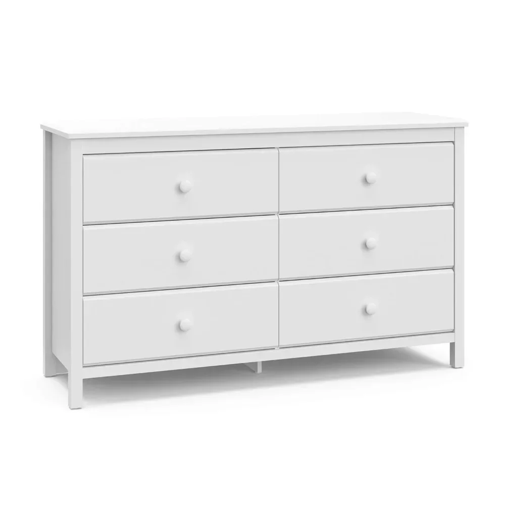 Alpine 6 Drawer Double Dresser (White) – GREENGUARD Gold Certified, Dresser For Nursery, 6 Drawer Dresser,