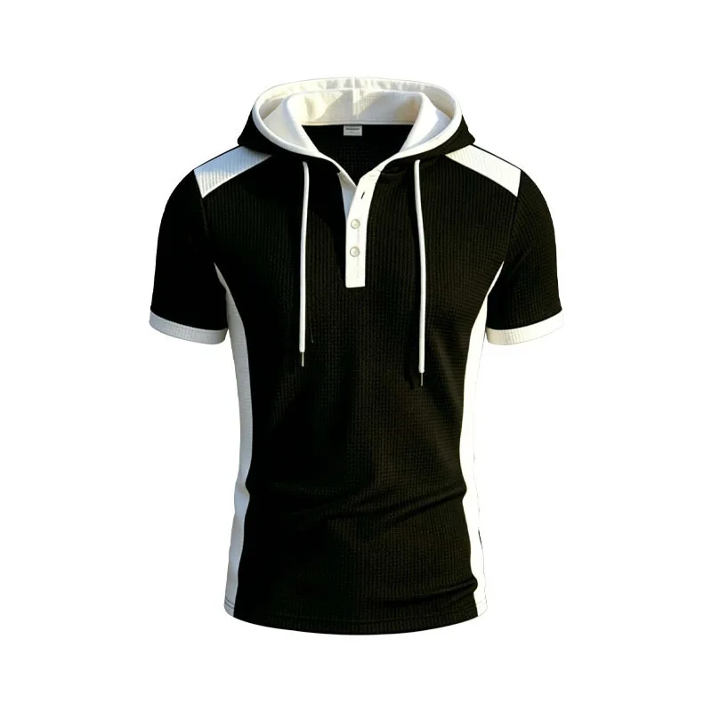 2026 Summer New Sports Fashion Casual Men's Short Sleeved T-Shirt Men's Trendy Brand High-End Hooded Top Short Sleeved Shirt