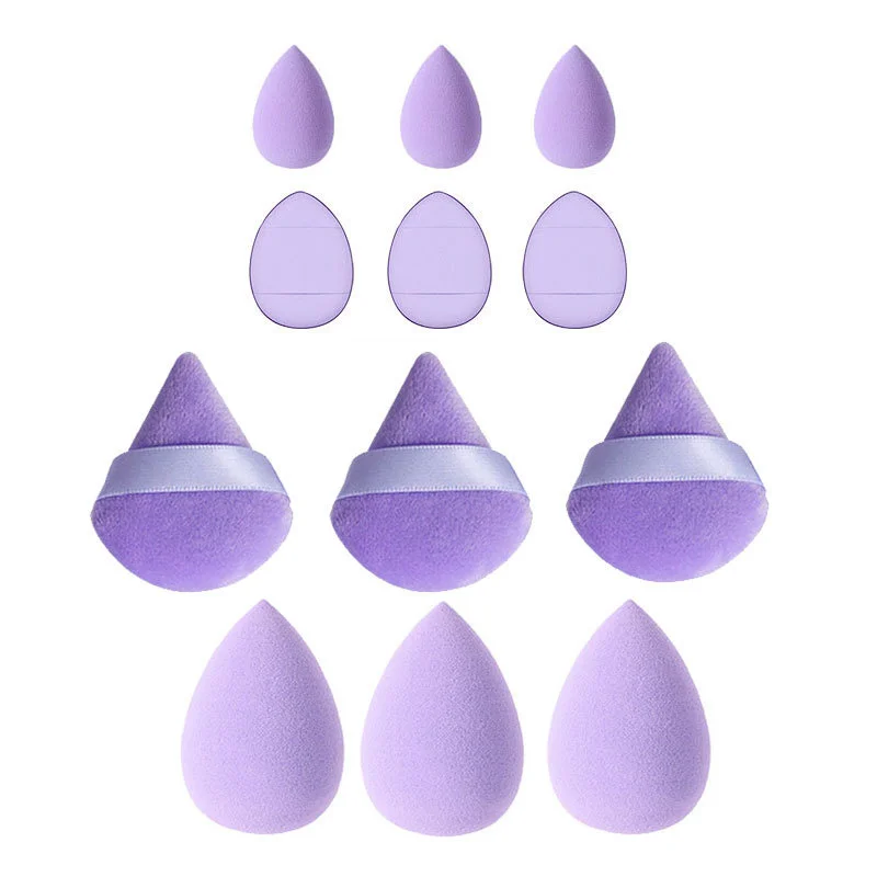 12/9pcs Makeup Sponge Puff Set Triangular Powder Puffs Mini Finger Powder Puffs Cosmetic Foundation Sponges Make Up Accessories