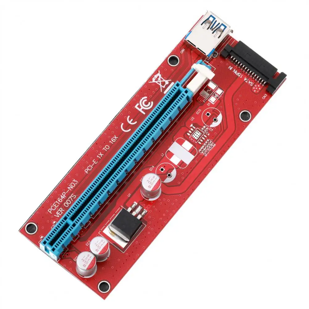 Ver 007S PCI-E بطاقة الناهض سرعة عالية مضادة للتدخل مستقرة امدادات الطاقة التدريع PCI-E 1X إلى 16X SATA موسع الناهض محول