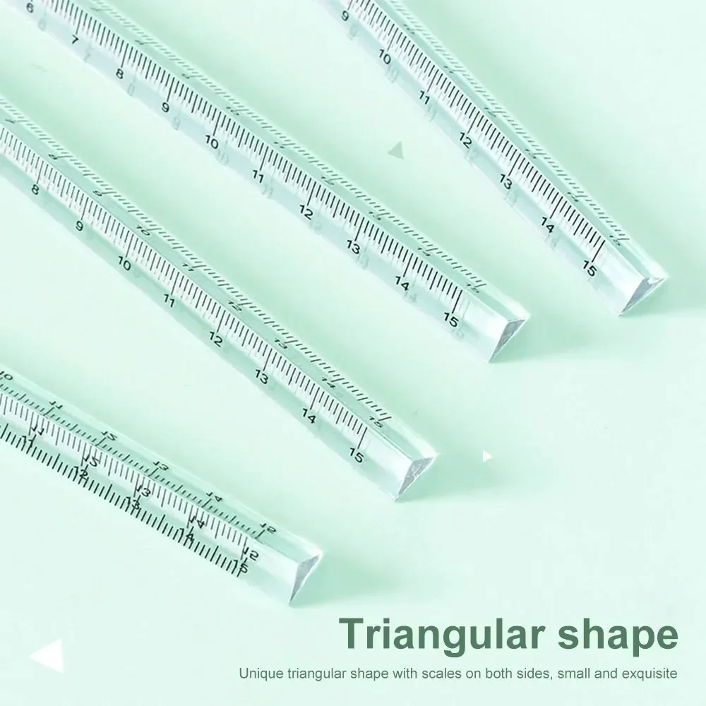 15cm Simple Transparent Triangular Straight Ruler Kawaii Tools Stationery Cartoon Drawing Gift Office School Measuring