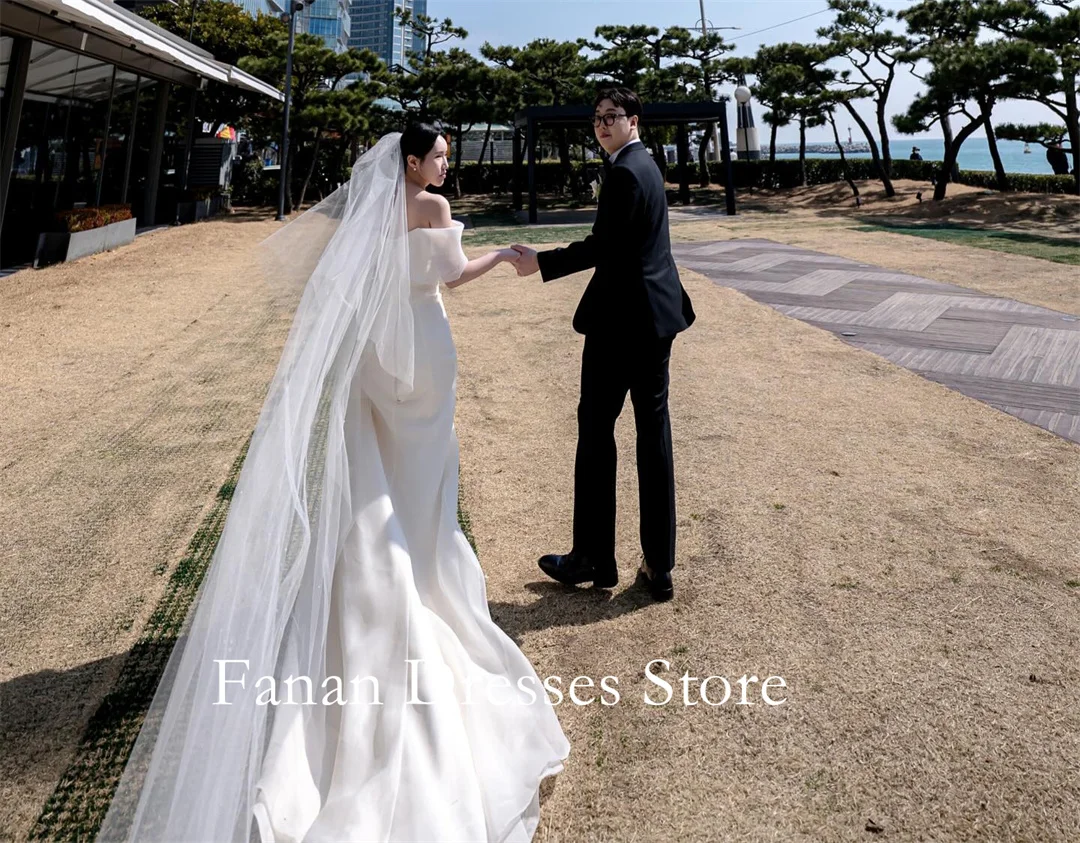 

SONDR Customized Off the Shoulder Organza Mermaid Wedding Dresses Elegant Short Sleeves Korea Brides Gowns Women Bridal Dresses