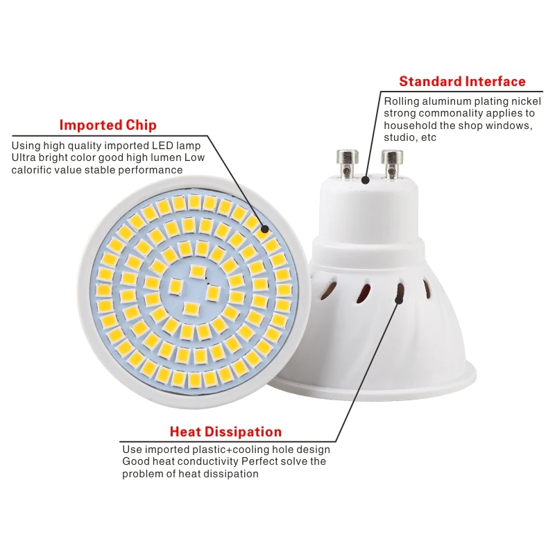 Imagem -04 - Lampada Lâmpada Led E27 E14 Mr16 Gu10 B22 110v 220v Bombillas Lâmpada Led Spotlight 48 60 80 Led Lampara Ponto Crescer Luz da Planta Peças