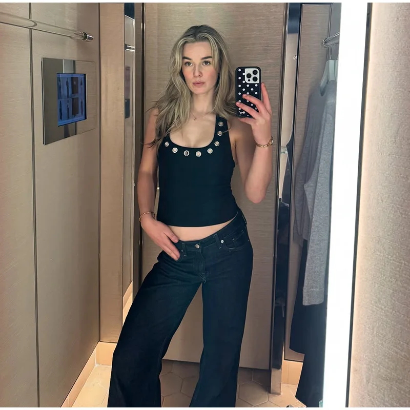 Hohle, ausgeschnittene Neckholder-Cropped-Tops und Hosen, 2-teilige Sets, sexy, ärmellos, rückenfrei, schmal geschnittenes Top, weit geschnittene Hosen, schicke Damen-Outfits, neu – Detail 12
