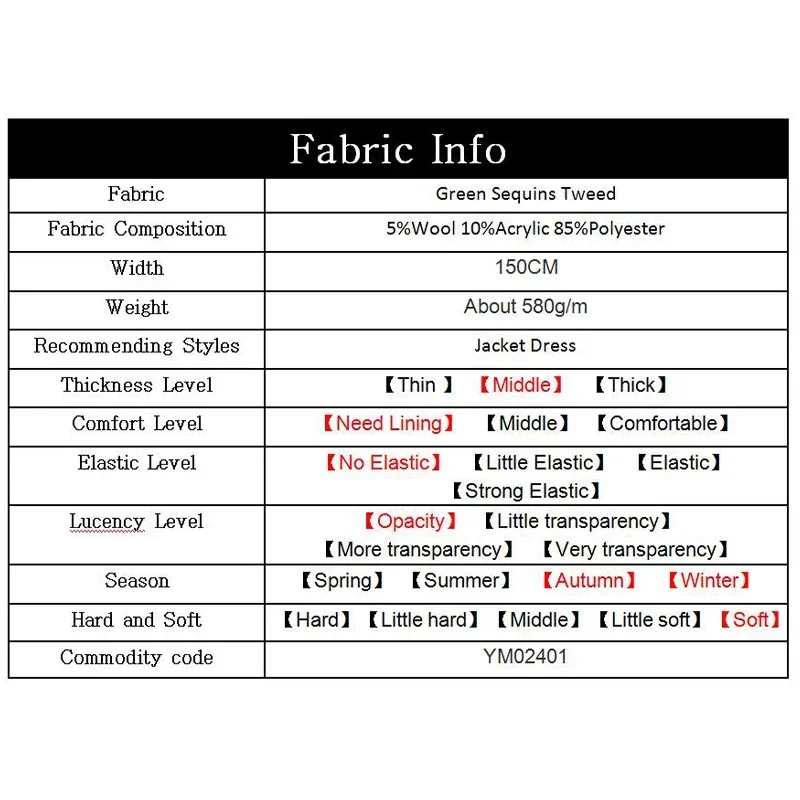 Redraspberry فرنسا الأخضر الترتر أقمشة التويد الخريف سترة فستان الدعاوى مواد الملابس الخياطة القماش متر Freeshipping #5