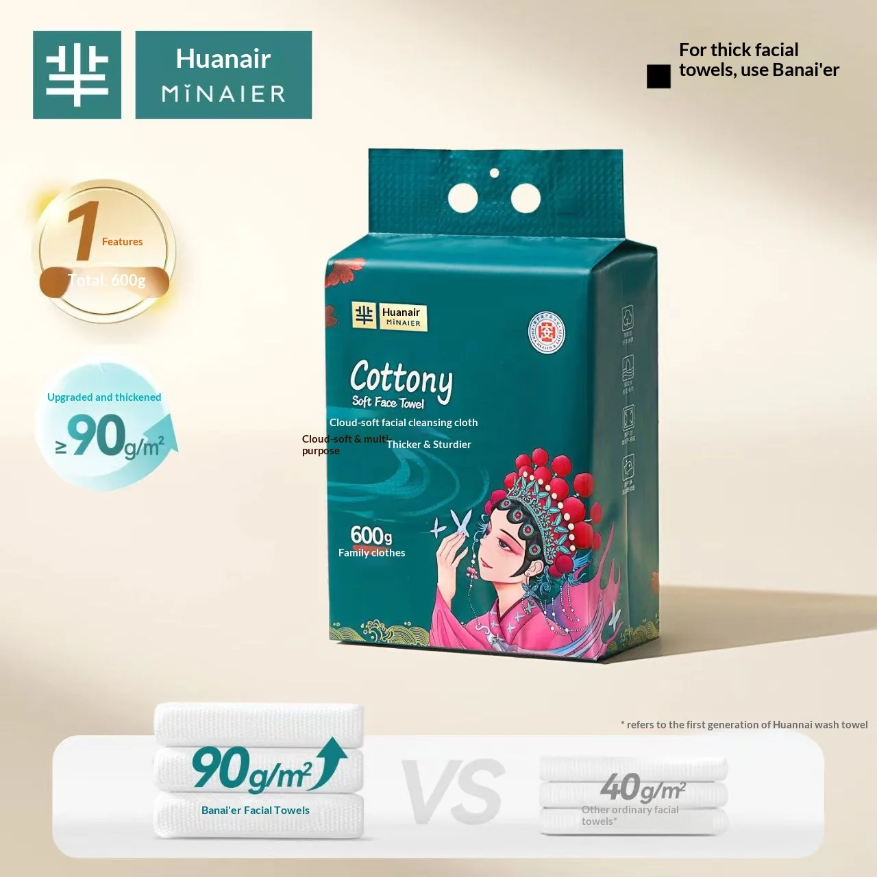 600g Family Pack Disposable Face Wash Towel Enlarged and Thickened Cotton Soft Towel Suitable for Cleansing and Makeup Removal